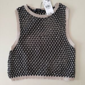 Mango Openwork Knitted Lurex Top